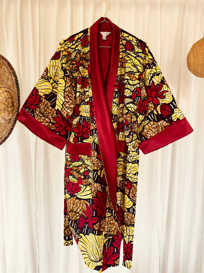 Afrikimo réversible « Lac du Lotus II » - Satin rouge foncé