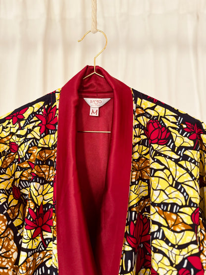 Afrikimo réversible « Lac du Lotus II » - Satin rouge foncé