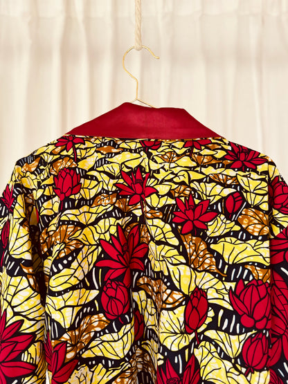 Afrikimo réversible « Lac du Lotus II » - Satin rouge foncé
