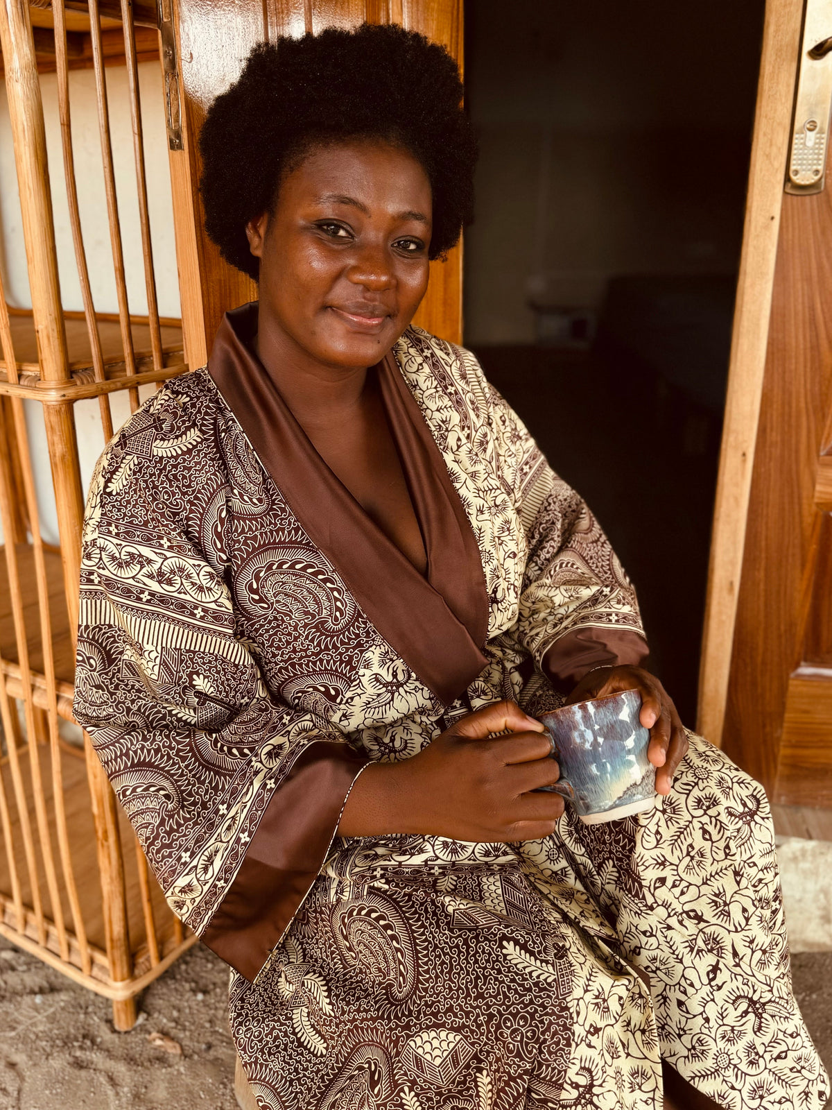 Afrikimo réversible « Morning Glory » - Crème Satin