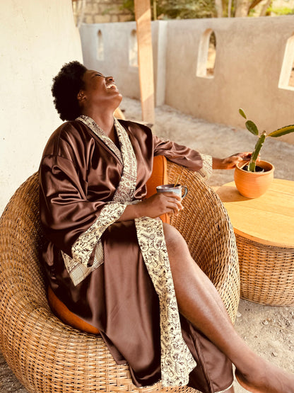 Afrikimo réversible « Morning Glory » - Satin marron