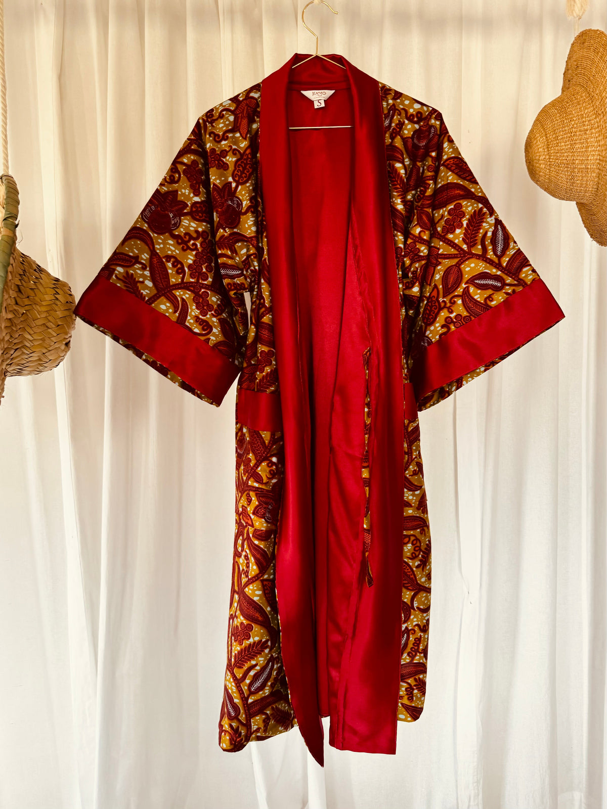 Afrikimo réversible « Rise and Shine III » - Satin rouge foncé