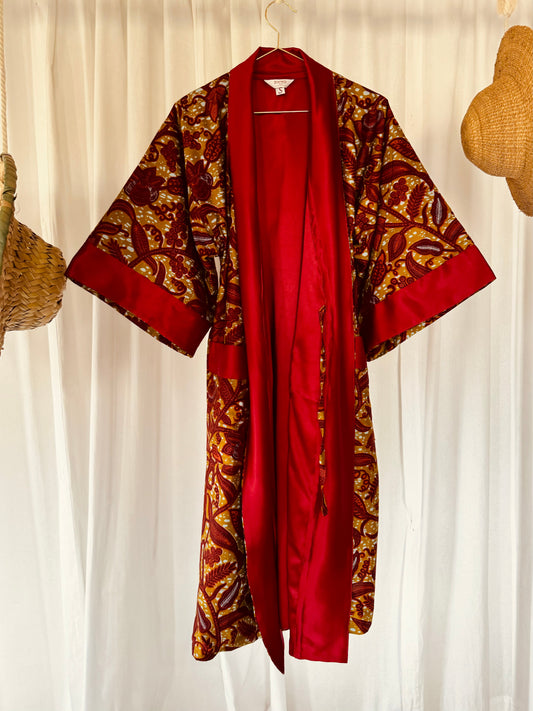 Afrikimo réversible « Rise and Shine III » - Satin rouge foncé