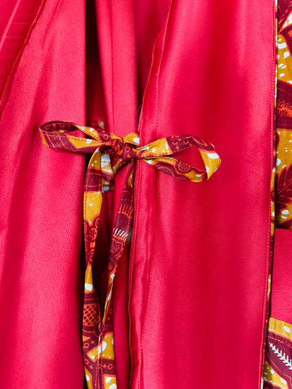 Afrikimo réversible « Rise and Shine III » - Satin rouge foncé