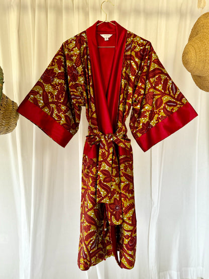 Afrikimo réversible « Rise and Shine III » - Satin rouge foncé