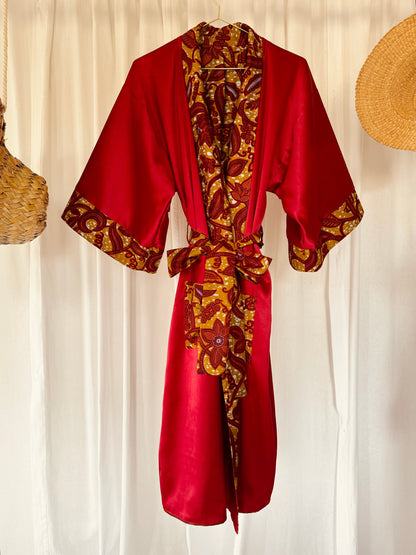 Afrikimo réversible « Rise and Shine III » - Satin rouge foncé