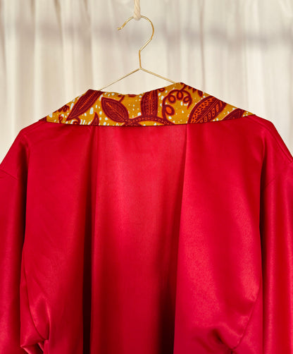 Afrikimo réversible « Rise and Shine III » - Satin rouge foncé